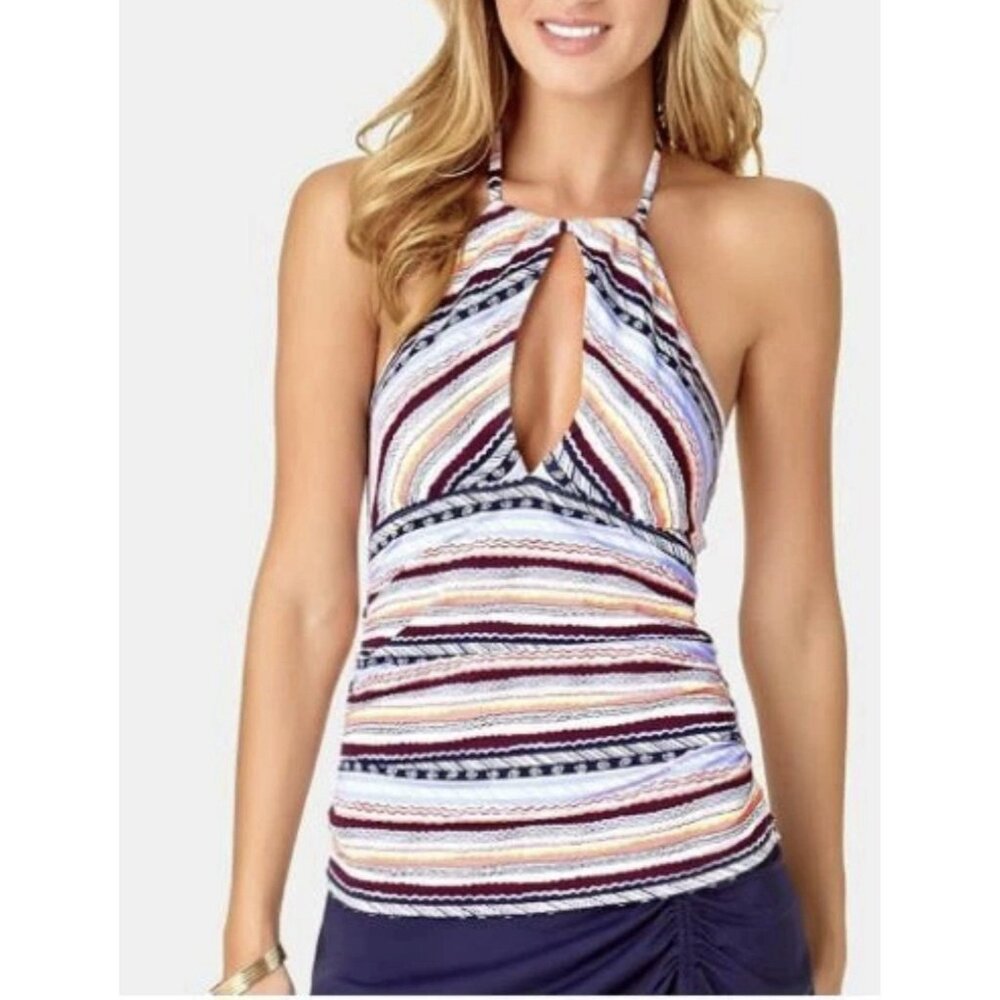 Anne Cole Striped Keyhole Bikini Top